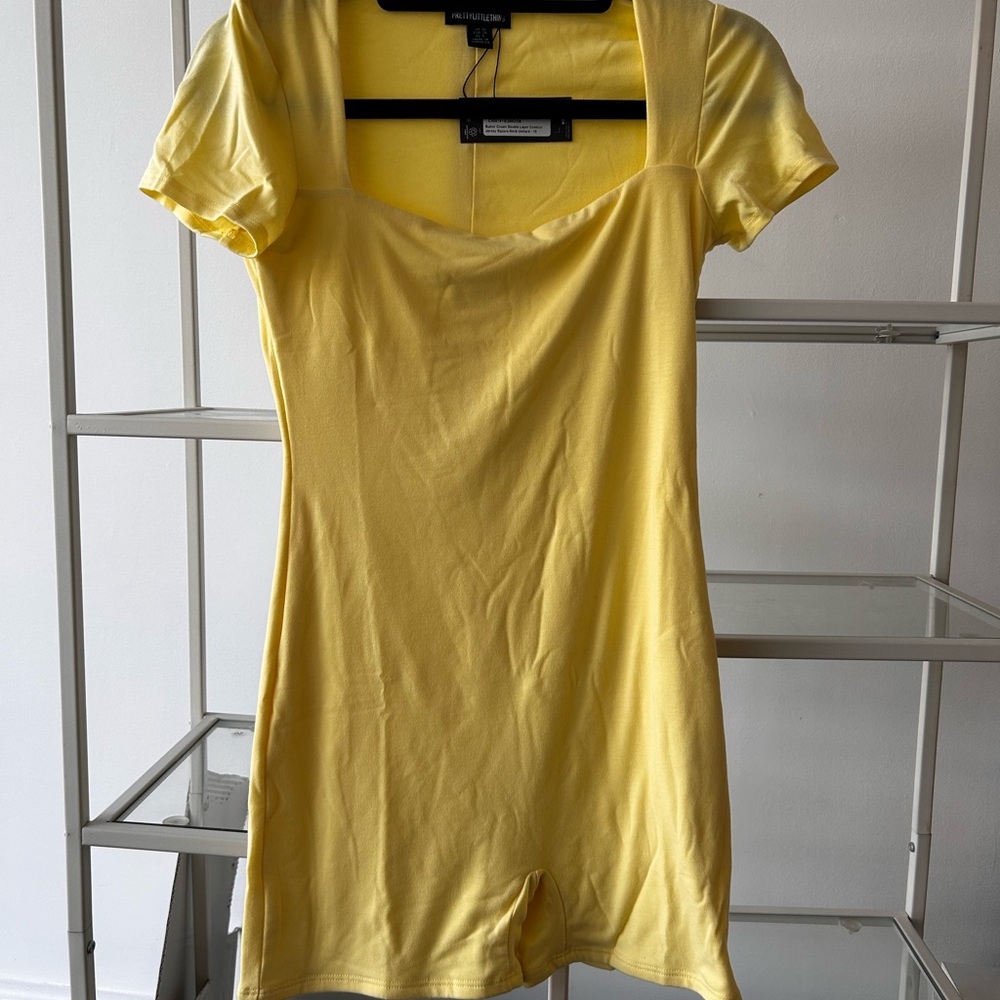 PrettyLittleThing Yellow Double Layer Unitard